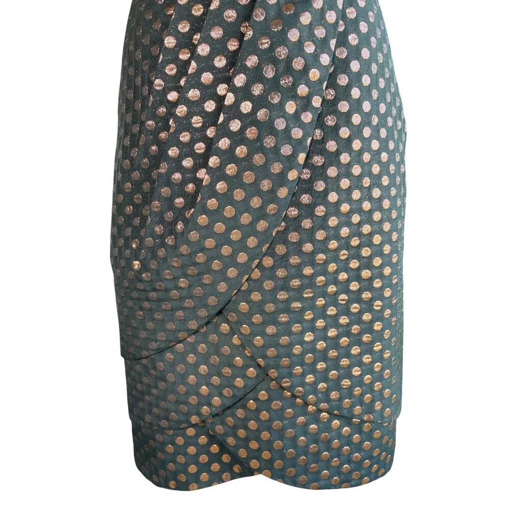Eva Franco Skirt Anthropologie Size 8 Black‎ Bronze Metallic Polka Dots